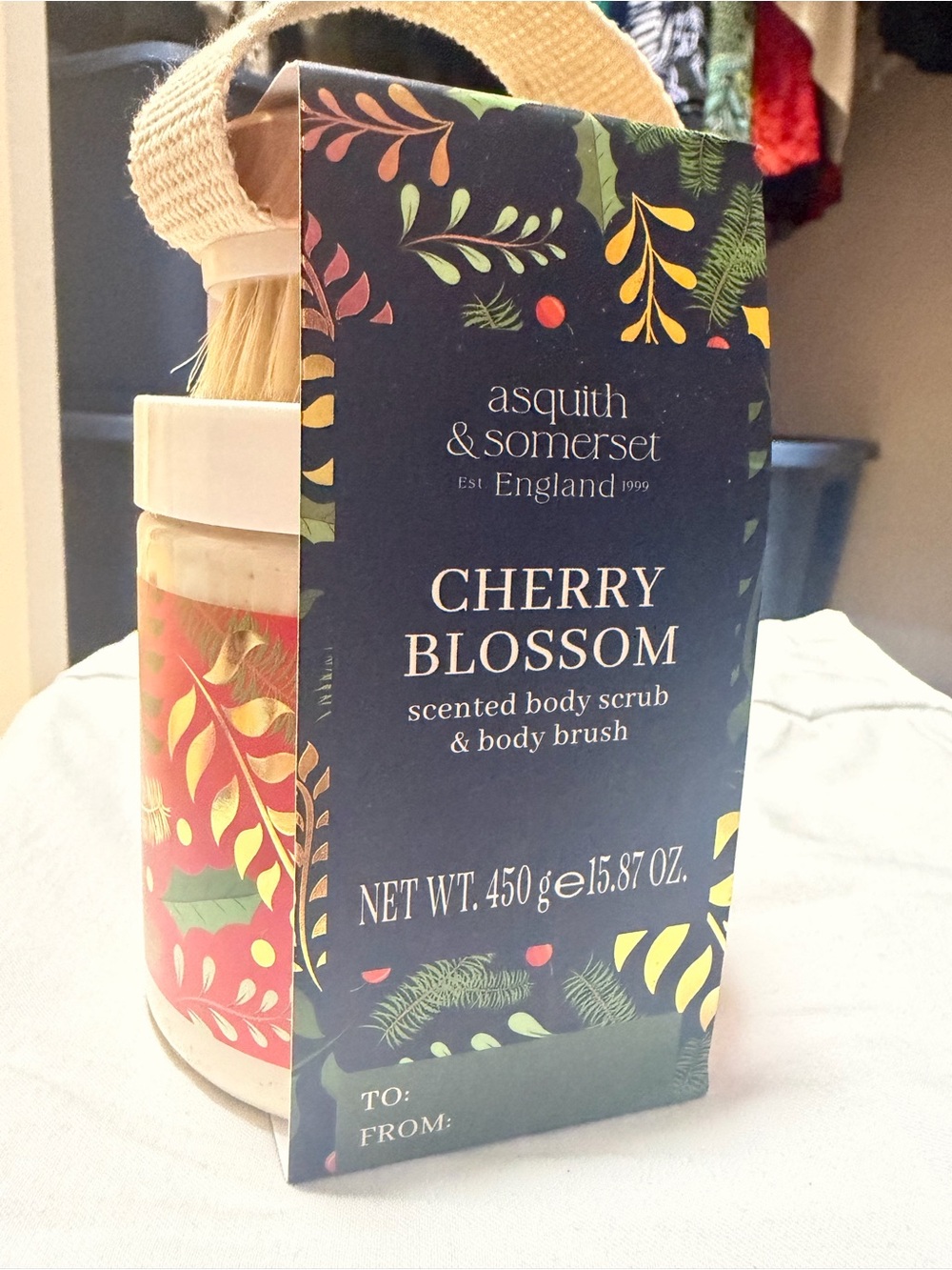 Cherry Blossom Scented Body Scrub & Brush - Holiday Gift Set NWT